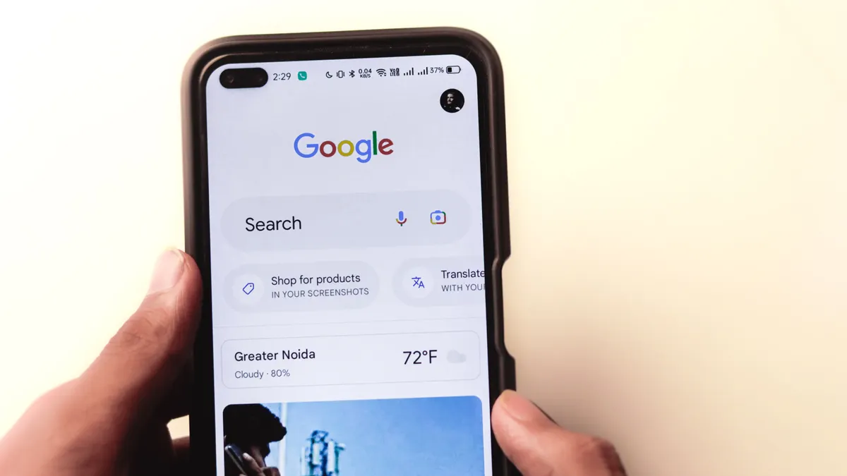 How to fix common local SEO problems in Google search results — Men typing in the Google search engine from realme 6 pro