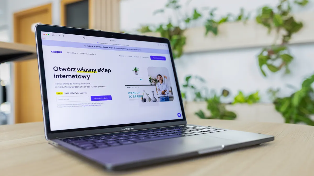 How to turn a small business website into an AI-friendly content structure How to turn a small business website into an AI-friendly content structure — Shoper website opened on the computer